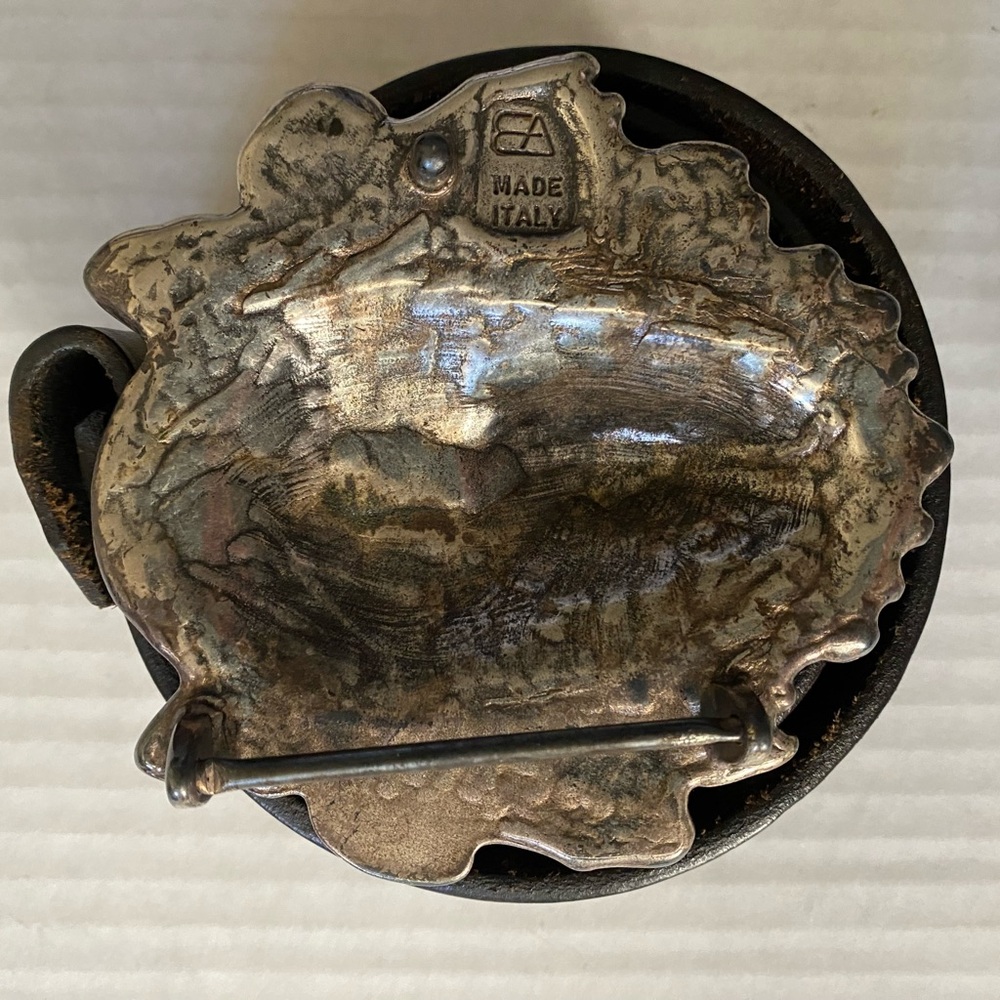 VINTAGE Silver Metal Lion's Head Belt Buckle with Belt Size 34 - Picture 4 of 16